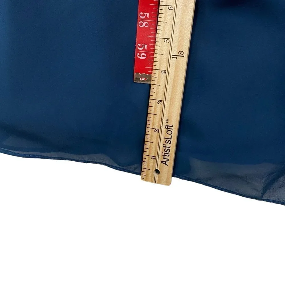 Azazie Libby A-Line Scoop Sequins Chiffon Dress Sz 20 Dark Navy Wedding - Picture 13 of 16